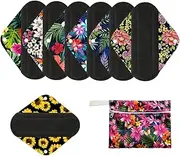 7pcs Set 1pc Mini Wet Bag +6pcs 8 Inch Bamboo Charcoal Cloth Menstrual Pads/Reusable Sanitary Pads/Mama Panty Liners