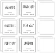 Segbeauty Waterproof Bathroom Labels for Bottles, 18 Pieces Stickers for Shampoo Dispensers, Self-Adhesive Customize Label Stickers for Shampoo Body Soap Hand Soap Dish Soap (2.5in X2.5in)