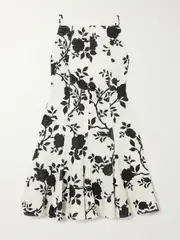 [Self-Portrait] Self-Portrait - Open-back Bow-detailed Floral-print Linen And Cotton-blend Mini Dress - White - UK 12 UK 12 White