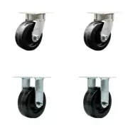 5 Inch Kingpinless Phenolic Wheel Swivel Caster Set 2 Swivel 2 Rigid SCC