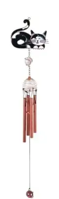 Black and White Cat with Gem and copper chimes mini wind chime