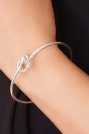 Sterling Silver You're My Love Knot Bangle--NAJ-B2644