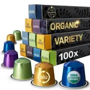 Organic Espresso Variety Pack for Nespresso | 100 Organic Aluminum Capsules |...