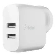 Belkin WCB002auWH Boost Charge Dual USB-A Wall Charger 24W White,Dual port charges at once