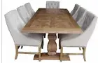 KENSIT DINING TABLE ELM/PARQUETRY FRENCH PROVINCIAL 200 CM/ 6 HENNESSY CHAIRS