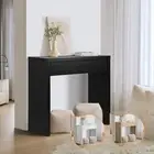 Oikiture Console Table Wood Sofa Table Hall Side Entry with Drawer Black/White