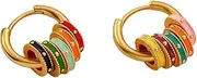 AIMALL Retro Coloured Enamel Earrings Necklace Set for Women, Matte Colour Oil Drop Ring Design, Luxury and Exquisite Copper Jewelry with Light Elegant Finish, 16.1+2 Inch Necklace