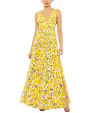 Mac Duggal Floral Plunge Gown