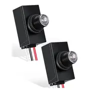 2 Pieces Dusk to Dawn Sensor for Outdoor Lighting 120-277V Photoelectric Switch Photocell Light Sen Black