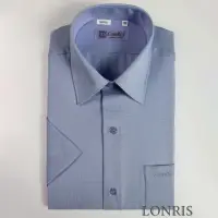 在飛比找momo購物網優惠-【LONRIS 儂禮士】淡藍色格紋短袖商務襯衫(抗皺、吸濕排
