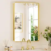 Gold Bathroom Mirrors for Wall 20 X 30 Inch Rounded Rectangle Gold Vanity Mirror