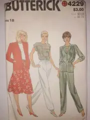 Cardigan Jacket Top Skirt Pants Butterick Sewing Pattern 4229 Size 18 VTG UC FF