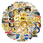 50Pcs Funny Meme Dogecoin Bitcoin Stickers BTC Encrypted Virtual Currency Scrapbook Sticker Suitcase Suitcase Laptop Luggage