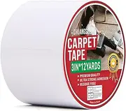 CHUANGSEED Carpet Tape Double Sided,White Rug Tape for Tile Area Rugs Hardwood Floors,Strong Sticky Tape,Removable,No Residue 3inchesx12yards