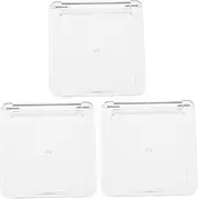 BIUDECO 3pcs Transparent Square Highlighter Box Empty Makeup Container for Blush Concealer Eyeshadow Compact Travel-friendly Cosmetic Organizer