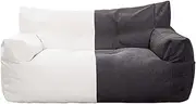 HWOEK Bean Bag Chair Cover for Adults and Kids (No Filler) Premium Cotton and Linen Double Lazy Sofas Cover Soft Lounger Seat Beanbag Cover 45.3" x29.1" x24.8",Beige Gray