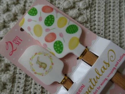 Easter BUNNY & WREATH, TULIPS & EGGS Large & Mini Silicone Spatula NEW
