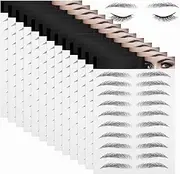 12 Sheets 4D Hair-Like Eyebrow Stickers Waterproof Eyebrow Transfers Stickers Peel Grooming Shaping Fake Eyebrow Sticker for Women and Girls (Stylish Style)