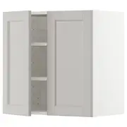 METOD wall cabinet with shelves/2 doors, white/Lerhyttan light grey, 60x37x60 cm
