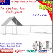Chicken Cage with Roof Large Run Coop Hen Pet House Bird Aviary Galvanized Steel