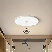 Mengjay Modern LED Ceiling Light with Motion Sensor, Round, 20W, White, Cool White Light, Indoor Use: Kitchen, Hallway, Staircase, Bedroom, Entrance Hall