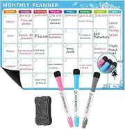 Labymos Dry Erase Calendar Whited Fridge Magnet Flexible Daily Message Stickers with 3 d Pen 1 Eraser for Weekly Monthly Organizer Schedule Planner to Do List Notepad Wall Set A3 16.5 * 11.8in