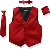 [a.x.n.y] 4 Piece Formal Vest Set Combo with Tuxedo Vest, Tie, Bow Tie, and Handkerchief