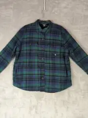 Eddie Bauer Shacket Women XL Green Plaid Sherpa Lined Flannel Shirt Jacket Nwt