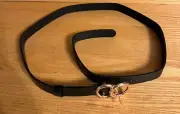 Fashion Design Faux Leather Belts Gold Double O-Ring Buckle Belt For Women 42"