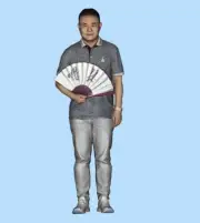 Resin 1/64 Diorama Real Series Scene Props Miniature Figure Man with Fan 27