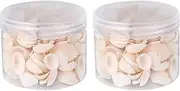 SEWACC 2pcs Natural Shell Scallop Canned Small White Seashells Micro Landscape Decor sea Shells Mixed Wishing Bottle Clam Shells for Crafts Beach Shells Seashells for Crafts sandbag Large