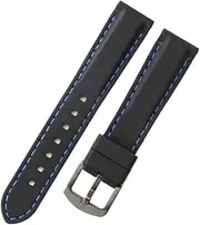YCBFGAZATK Men Women Stitching Silicone Quick Release Watch Strap Black Rubber 18 20 22 24mm Universal Watchband