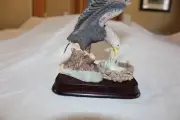 Freedom Eagle Figure Feeding Babies At Nest On Wood Base Hand Painted Statue