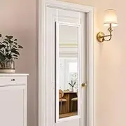 LXWZHK 48"x14" Door Mirror, Full Length Door Mirror, Over The Door Hanging Mirror Full Length, Wooden Hanging Door Mirror Full Body Mirror for Bedroom, Bathroom, White