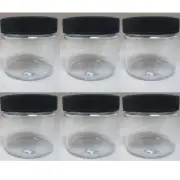 Pack of 6 Pet Plastic 2 Oz Empty Clear Cosmetic Jars includes Cap perfect for Ma