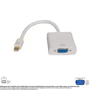 Adapter Video DP Mini Displayport Male VGA D-Sub HD15 15 Pin Female 9" White