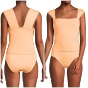 10 Lands' End Square Neck underwire tankini Peach Bikini