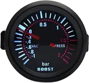 SKMWLMRAJ 2'' 52mm Universal Smoke Lens Turbo Boost Bar Gauge Meter + Carbon Gauge Holder Combination Boost Meter