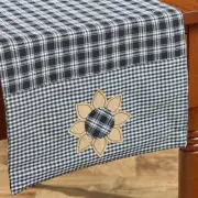 Stafford Sunflower Black Cream Country Farmhouse Table Runner 13"x54"
