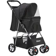 i.Pet Stroller Dog Cat Cage Carrier Travel Pushchair Foldable Pram 4-Wheel