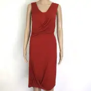 Veronika Maine Red Draped Stretch Jersey Dress Size 8 NWT RRP$129 (BL11)