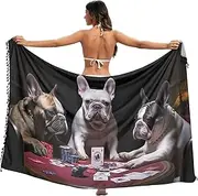 [RPLIFE] French Bulldog Game Funny Beach Sarong, Fringe Sarong for Summer Beach/Pool, Large, French Bulldog Game Funny, Medium
