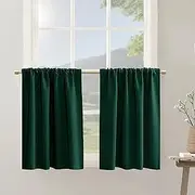 [PANELSBURG] Dark Green Bathroom Curtain,Moody Green Bathroom Decor,Matching Shower Window Curtains for Bath Room,36 Inch Length,Forest Green