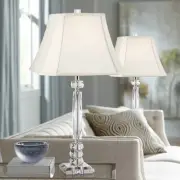 Traditional Table Lamps 25 1/2" High Set of 2 Cut Crystal Column Bedroom Bedside