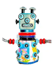 VINTAGE LITHO TIN SAND PAIL ROBOT 2000, ATOMIC B 2, HAND MADE