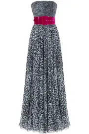 [RASARIO] STRAPLESS LEOPARD CORSET GOWN FR 44 BORDEAUX