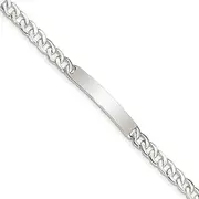 [JewelryWeb] 925 Sterling Silver Polished Engravable Fancy Lobster Closure for boys or girls ID Curb Link Bracelet Lobster Claw Measures 5mm Wide - 15 Centimeters