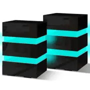 ALFORDSON 2x LED Bedside Table Black