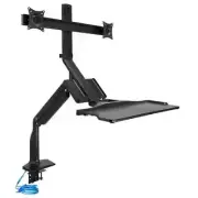26 in. Black Standing Desk Converter Dual Monitor Arm