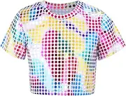 [Riismen] Kids Girls Boys Shiny Sequins Crop Tops Jazz Dance Shirts Hop Hop Street Dance Performance Costume
